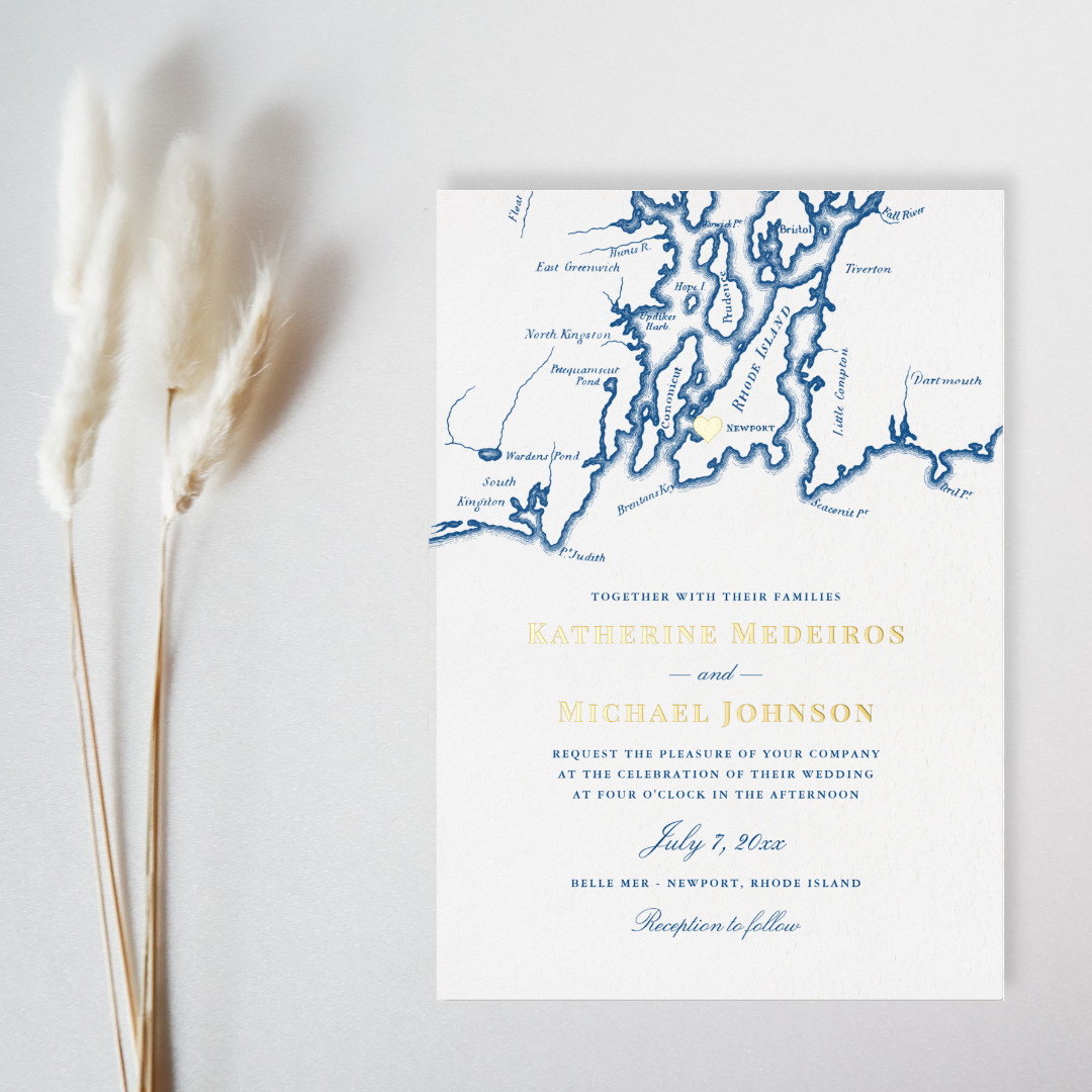 Gold Foil Narragansett Bay Wedding Invitations